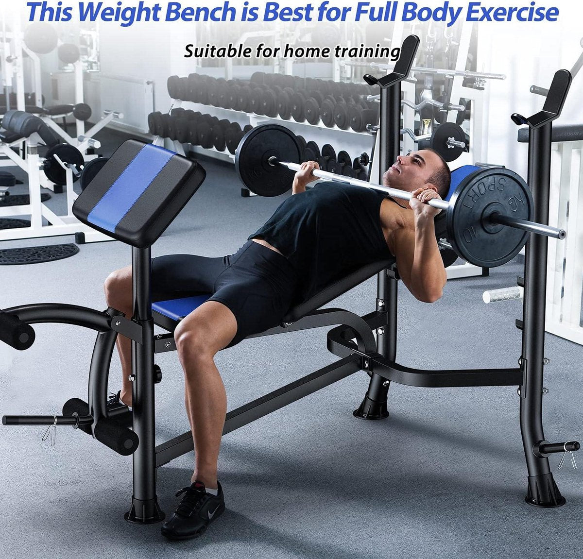 Adjustable dumbbell bench with leg extension and preacher curl - home training fitness studio weightlifting bench - full-body workout - bench press - dumbbell bench for home - fitness equipment fitness bench