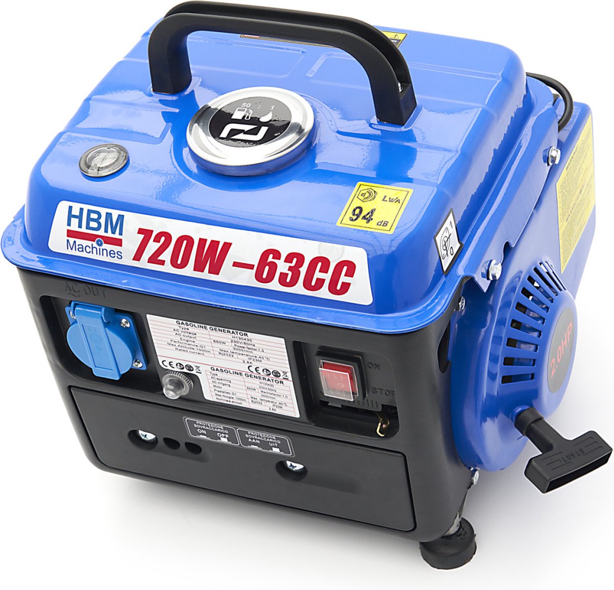 720 Watt Generator, Aggregaat Met 63 cc Benzinemotor, 230 V