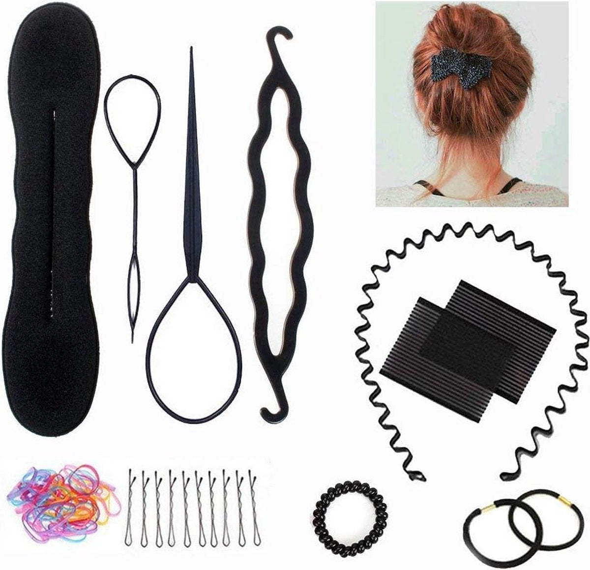Mannequin Head for Hairdressers with Real Hair Including Clamps approx. 46 cm - TopDirect - Hairdressing Training Head