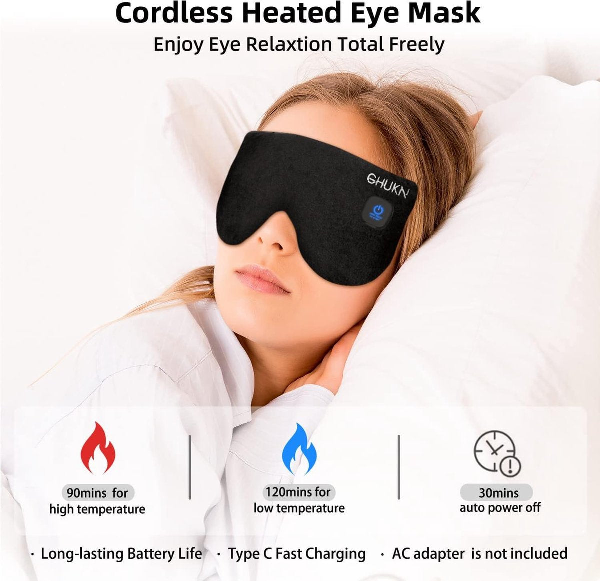 Heated Eye Mask - Cordless Eye Compress - Dry Eye & Blepharitis Treatment - Rechargeable & Washable - Chalazion MGD Stye