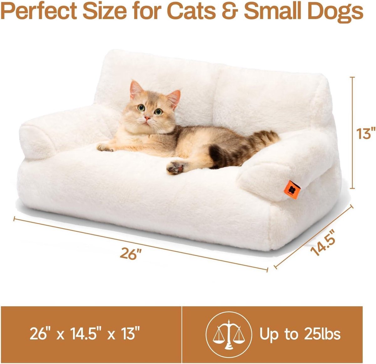Cat Bed Stylish Fluffy Soft Cat Sofa Dog Sofa - 66 x 48 cm Cute Anti-Slip Bottom White