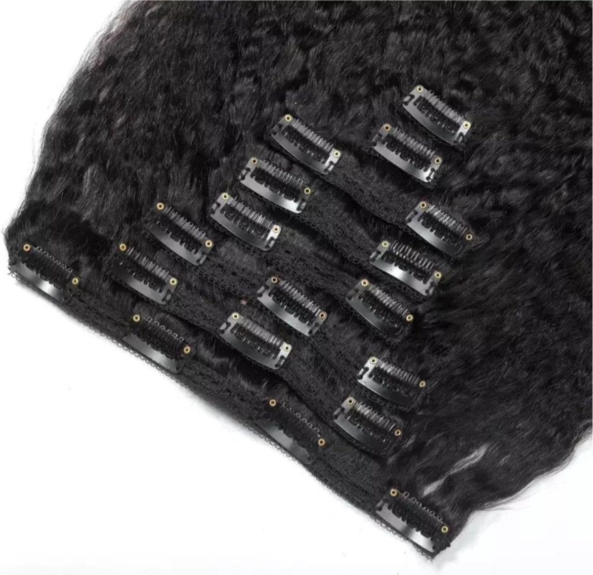 100% human hair echt mensenhaar, remy hair, haar extensions hairextensions haarextensions zwart met lichte krullen 40 cm lang