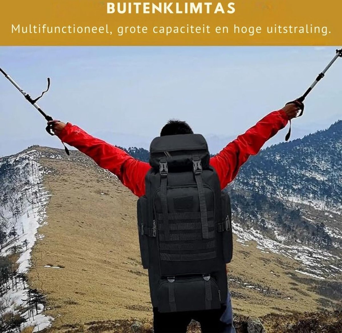 Trekrugzak - Backpack Lichtgewicht - Outdoor – Waterdichte Wandelrugzak - Trekking Rugzak 80 Liter – Trekkersrugzak - Backpacks Voor Kamperen, Klimmen, Skiën en Fietsen – Zwart