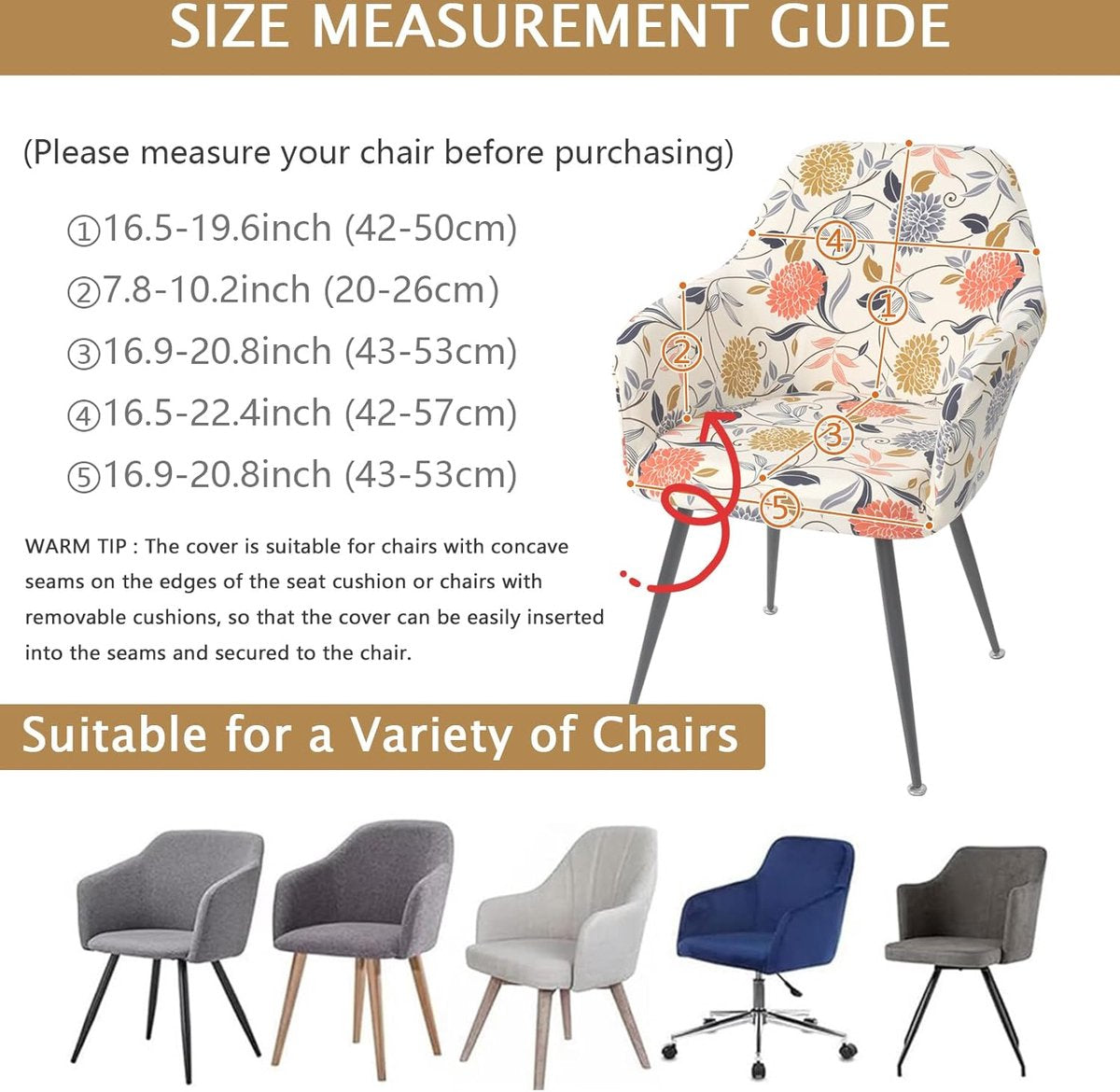 Stoelhoezen, rekbare stoelhoes, set van 2, kantelbare stoelen met armleuningen, afneembare hoes voor bureaustoelen, eetkamerstoelen, make-uptafel, stoel, keukenstoelen