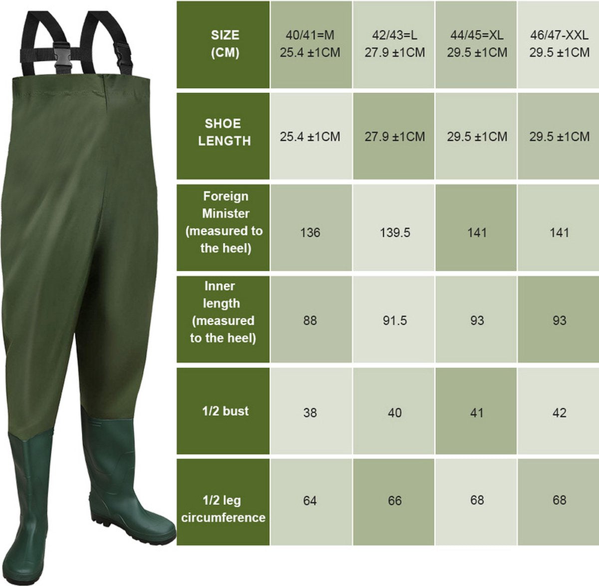 Wading suit - Wading pants - Fishing suit - Rain suit - 100% Waterproof - Shoe size 44/45 XL