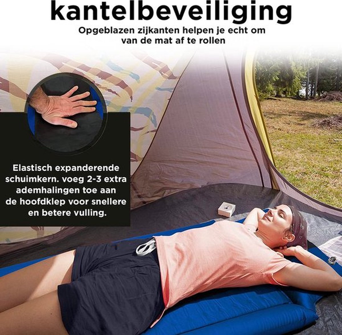 slaapmat - slaapmat zelfopblazend - slaapmatje - slaapmatje 1-persoons - slaapmatten - slaapmat 10 cm - zelfopblazende slaapmat met armleuning