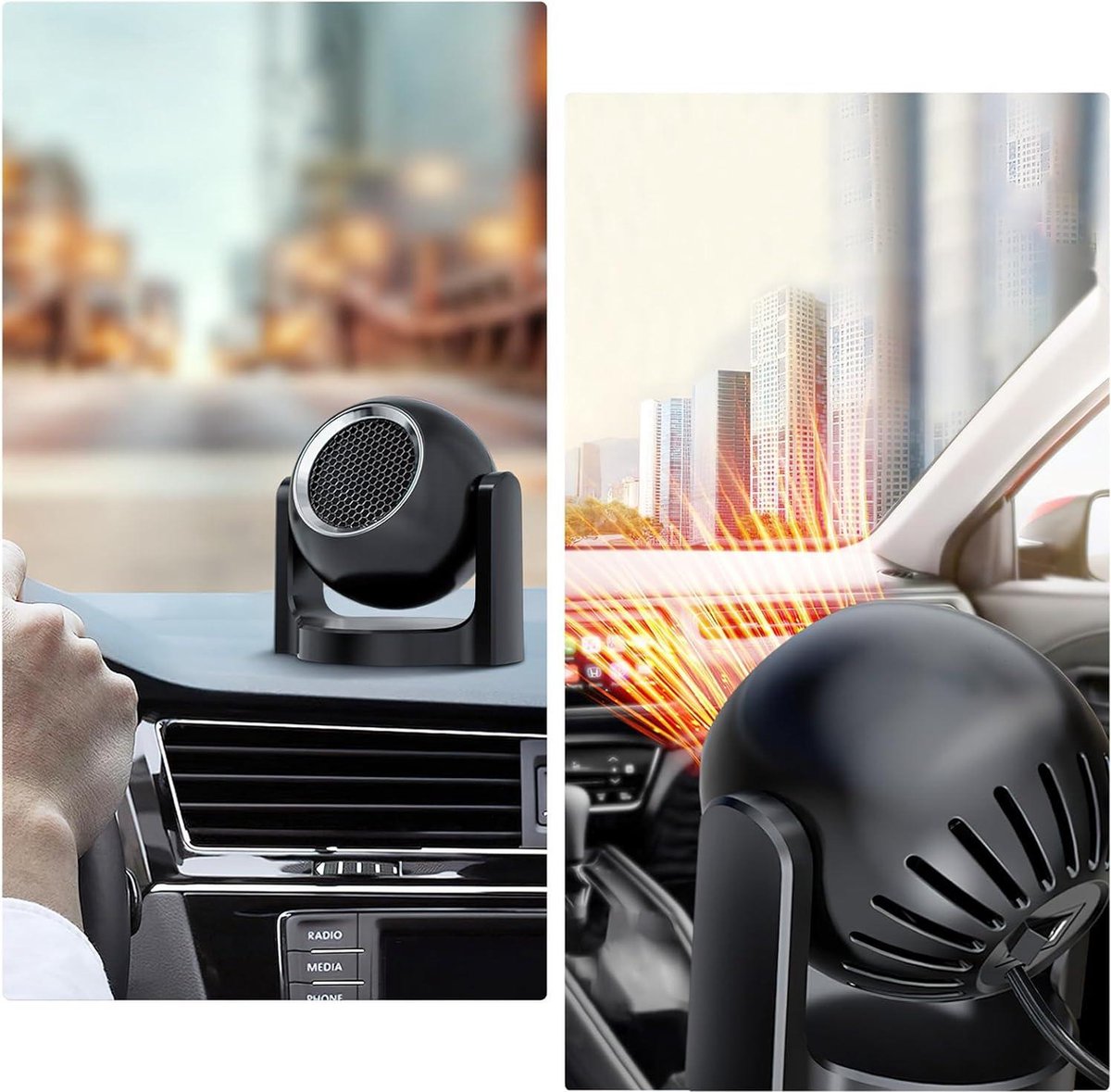 12V 150W 2-in-1 draagbare autoverwarming en ventilator - sigarettenaansteker plug - 360 graden draaibare ontdooier voor de voorruit - Autokachel 12 volt verwarming