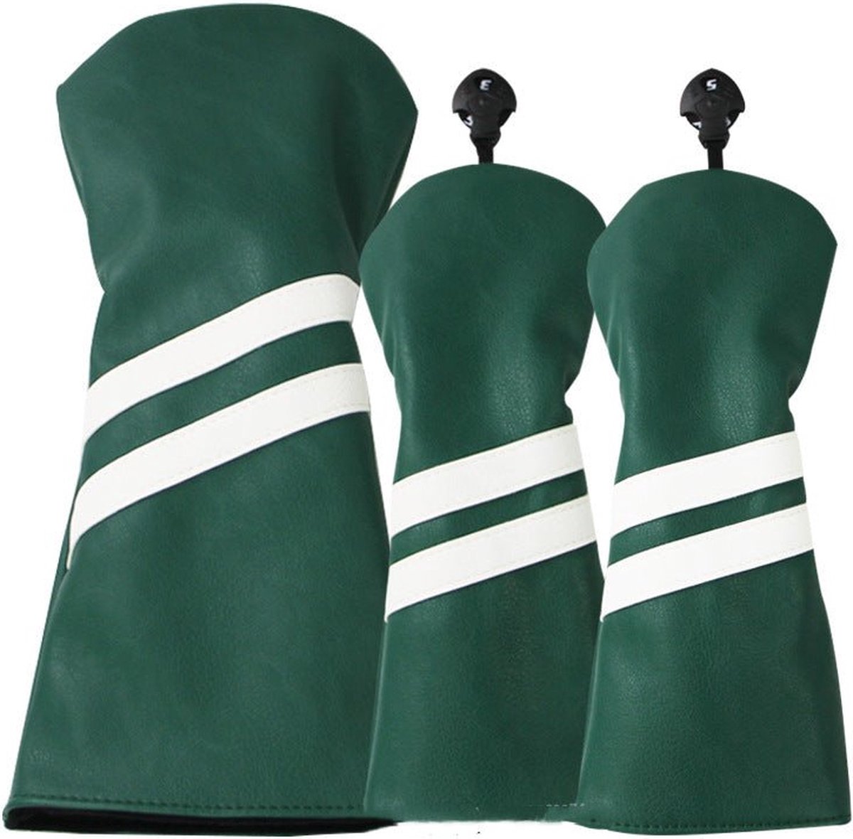 Golf Club Hoes Dubbele Streep Groen- Headcovers-Golfspullen- Driver, Hybride, Fairway wood