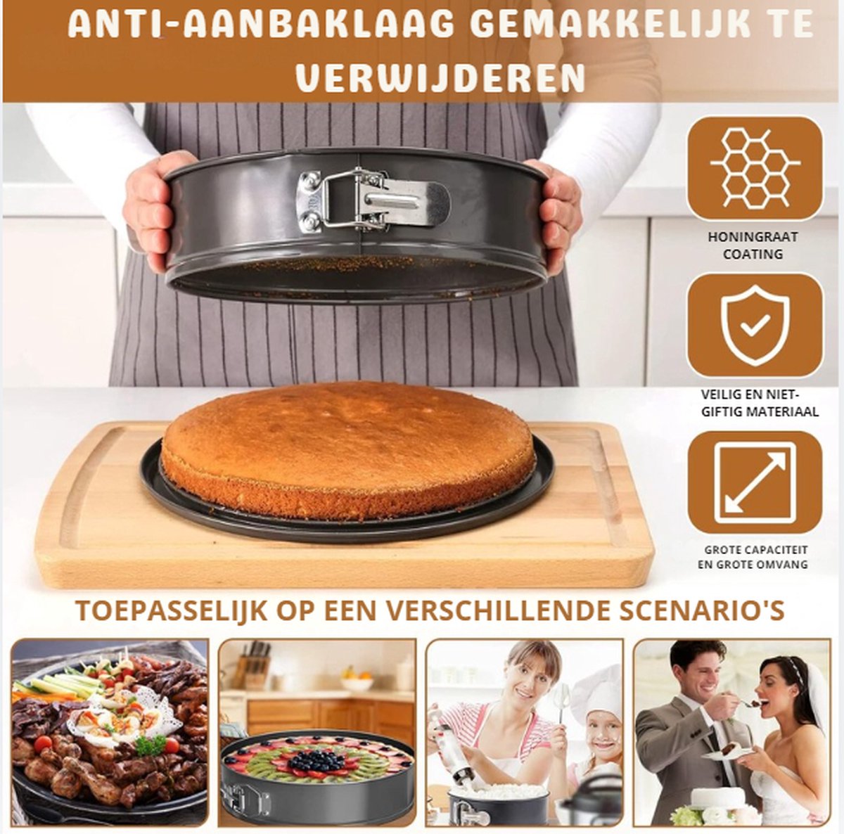 Springform - Cake pan - Baking pan - Non-stick coating - Pie dish - Compact - Dishwasher safe