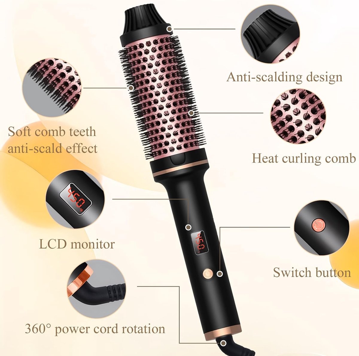 Hair Dryer with Brush - Electric Hair Brush - Curling Brush - Straightening Brush - Brush Hair Dryer