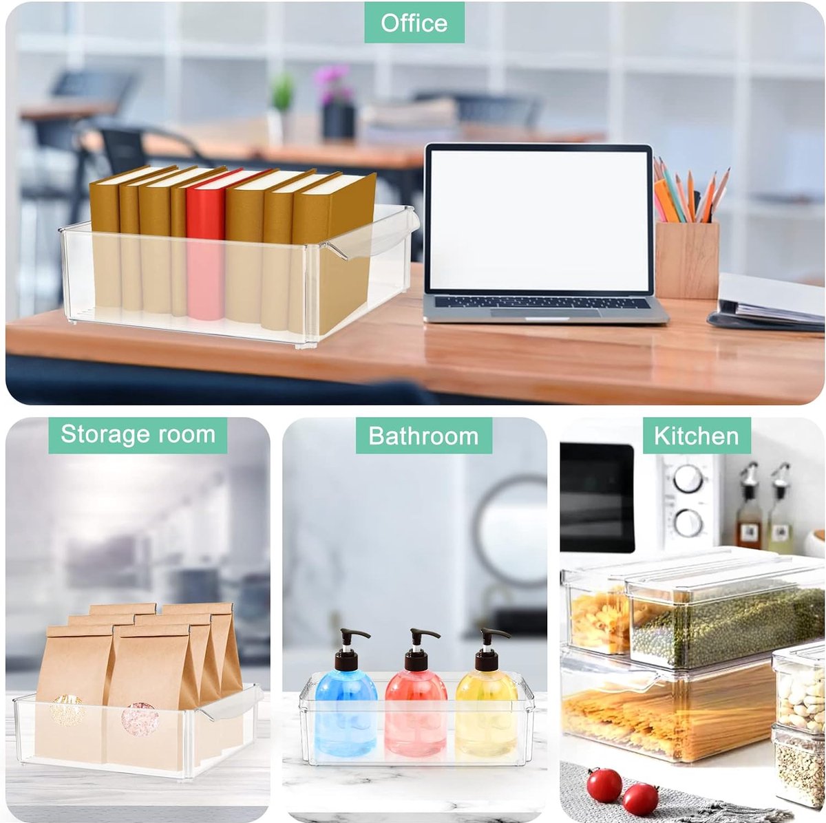 Refrigerator Organizer Bins, Clear Organizer Bins for Refrigerator Storage in Kitchen, Pantry, Laundry Room, Bathroom, Set of 10