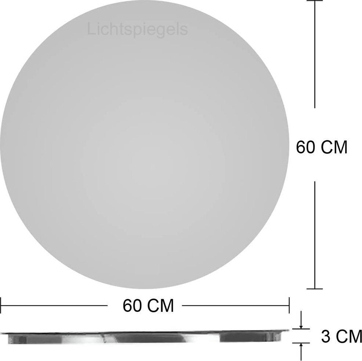 Bathroom mirror with LED lighting and heating - 3 LED settings - Condensation-free - Dimmable - 60 x 60 CM - Round mirror
