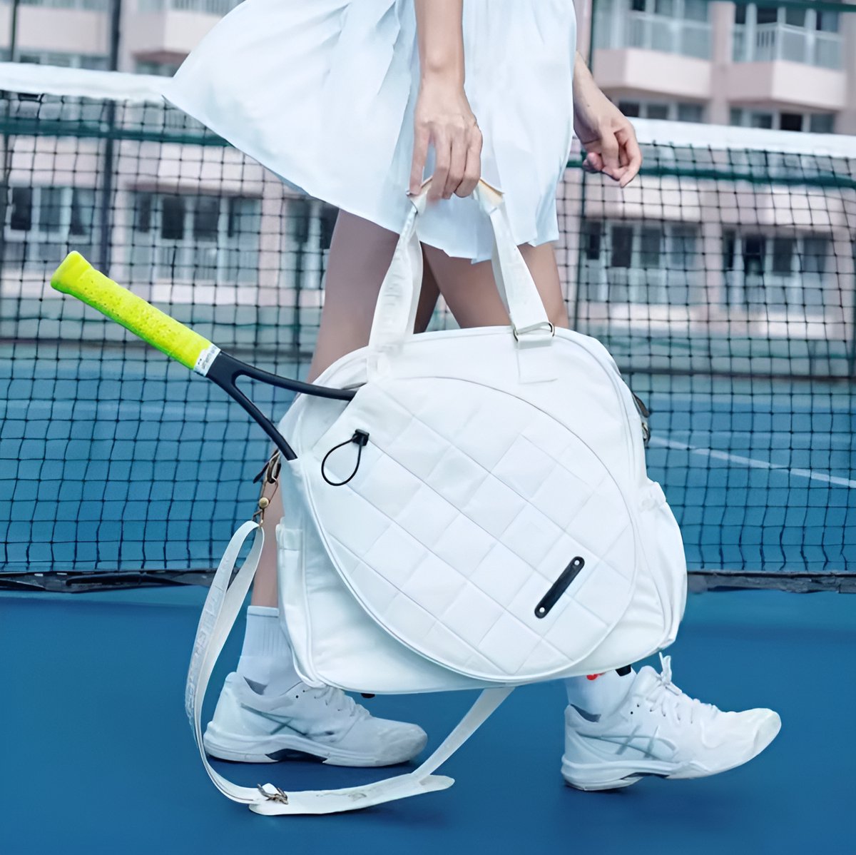 E-Shop4u - Tennis Bag - Tennis Bag - Tennis - Badminton - Sports Bag - Sport - Racket - Rackets - Bag - Shoulder Bag - Men - Women - Black - White - 40x40x16cm - 800g - Polyester - Composite Fabric - Free Shipping - Returns - 30 Days