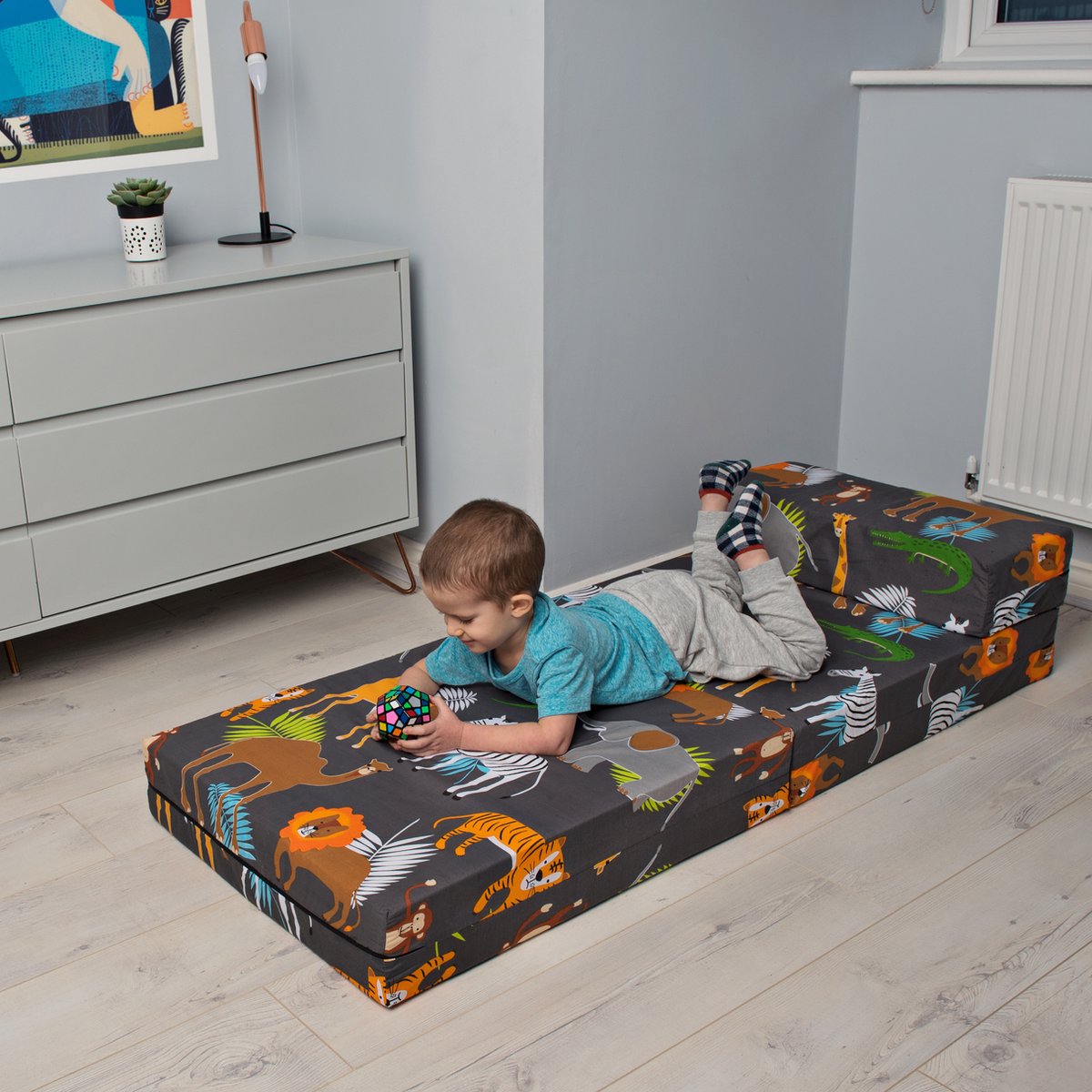 Kids Opvouwbare Matras - Logeermatras Opvouwbaar - Zetelbed - Kinderen Vouwmatras - Kinder Opvouwbaar Matras 1 Persoons - Logeerbed voor Kinderen