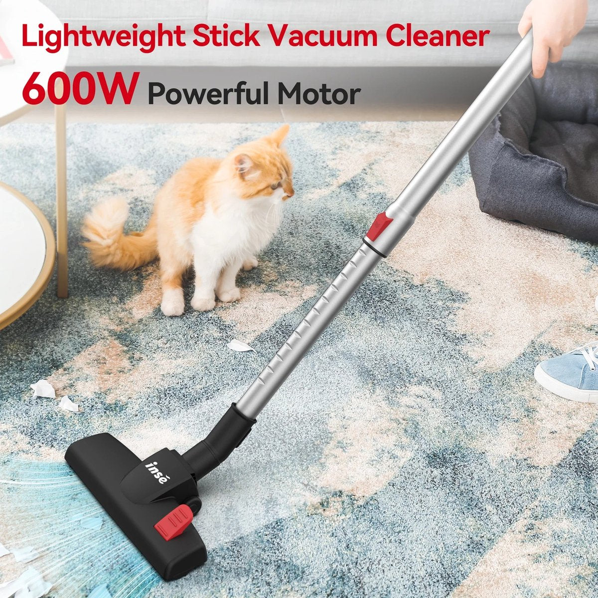 Steelstofzuiger met snoer - Stofzuiger - Handstofzuiger - Stofzuiger - 2-in-1 borstel - 600W - Voor elk oppervlak - Lichtgewicht - 7 meter snoer