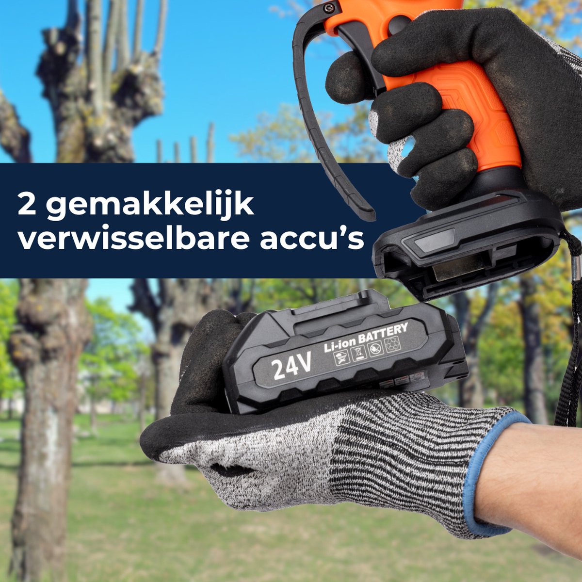 Mini Kettingzaag - Inclusief 2 Accu's - Snoeizaag - Takkenzaag - Met Opbergkoffer - Inclusief Accessoires
