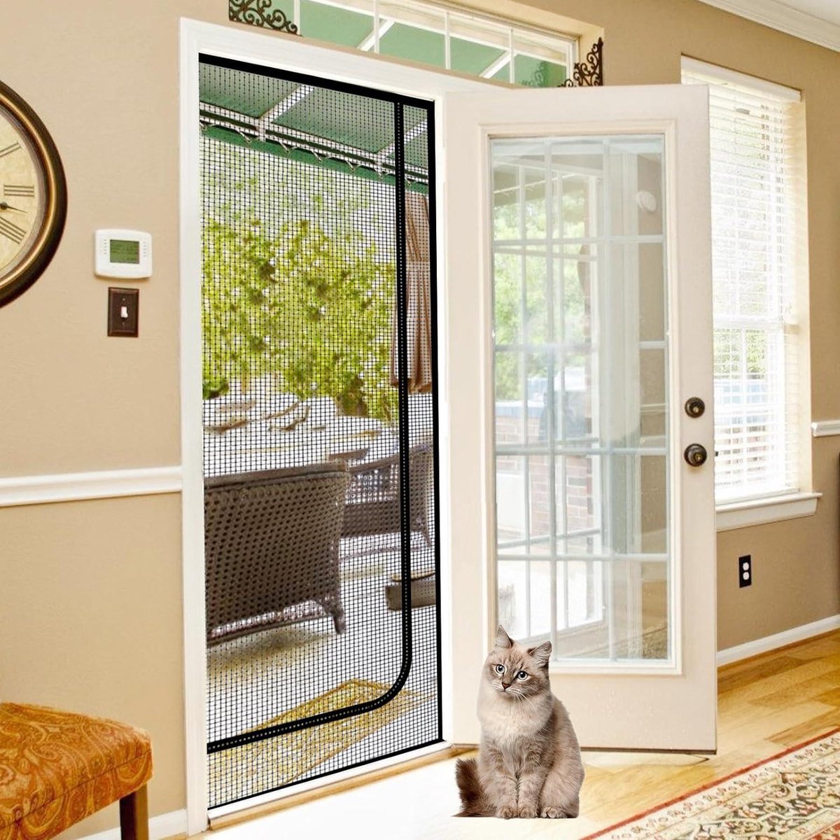 Pet Cat Net For Balcony - Cat Screen Door With Zipper - Pet Safe Mesh Door - Cat Grille For Balcony Door - 90 x 210 cm Cat Net - Cat Net Balcony