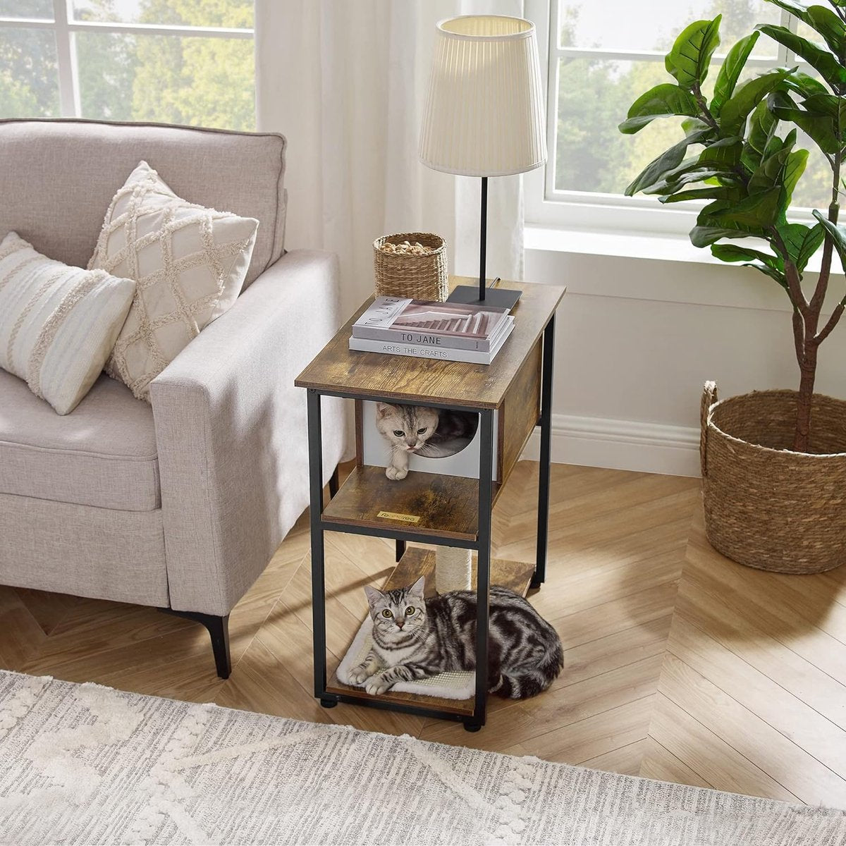 Krabpaal - Krabpaal voor katten - Kattenkrabpaal - Krabpalen - Kattenpaal - Kattenmeubel - 9.3 kg - Roestvrij staal - Bruin - Zwart - 59 x 36 x 67 cm