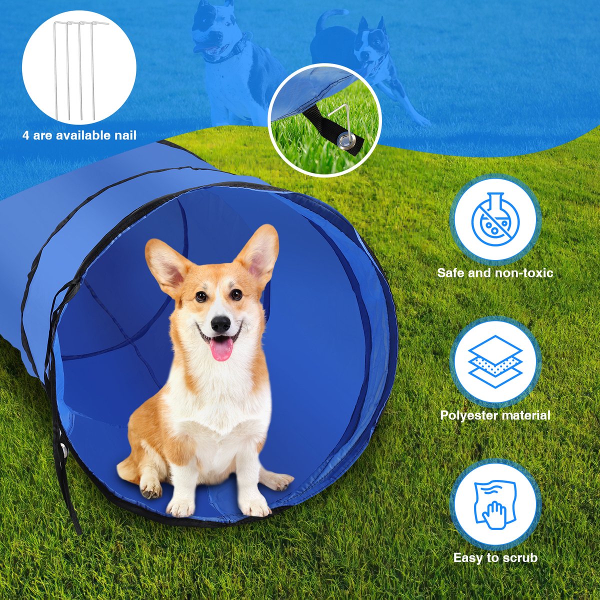 Dog Agility Set - Agility Equipment 16 pieces - Dog Tunnel - Slalom Poles - Hurdle - Jump Ring - Carry Bag