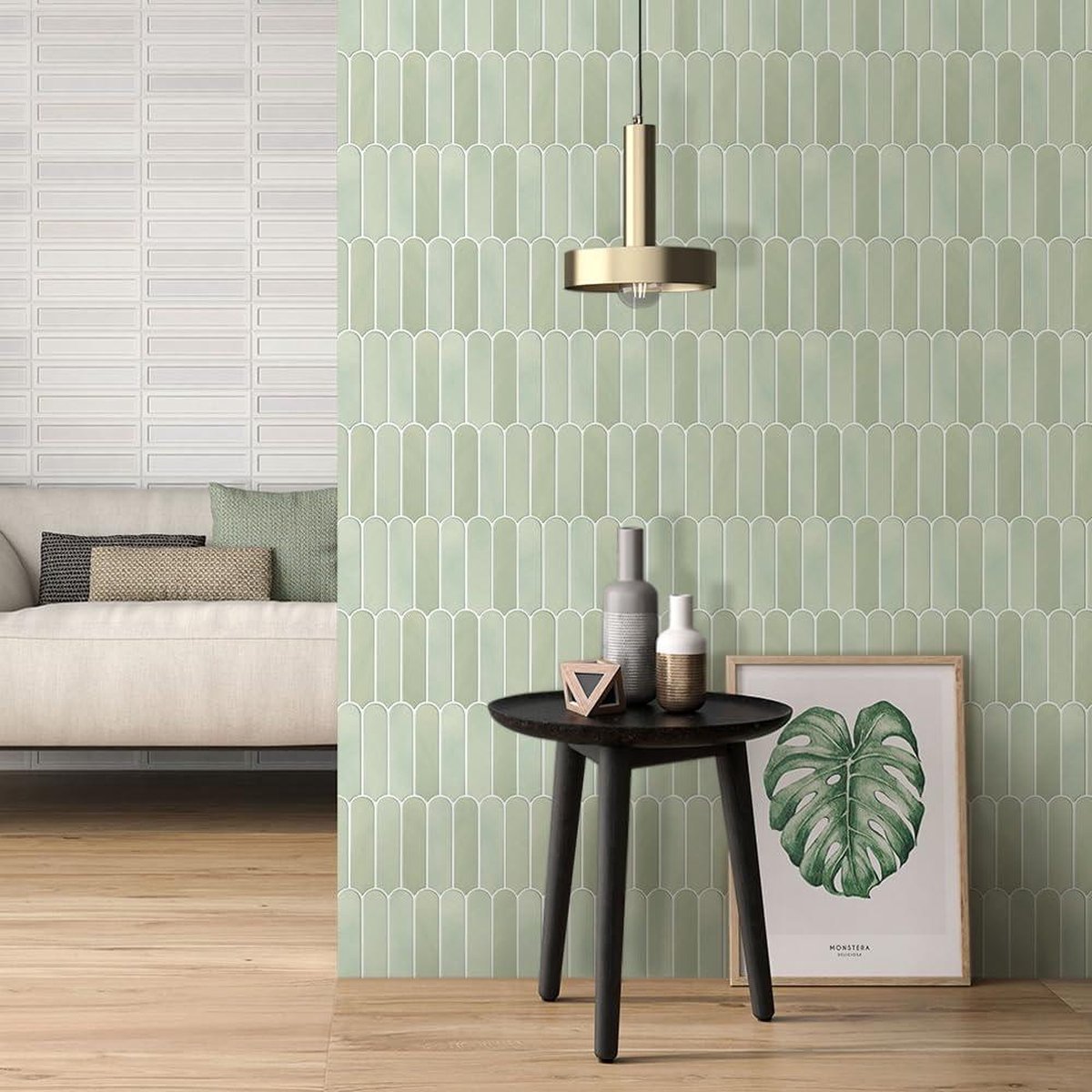 Self-adhesive 3D tile stickers - Peel and stick - Wall tiles 30 x 30 cm - Tile stickers for kitchen - Bedroom - Accent wall decoration - 10 pieces. Self-adhesive tiles