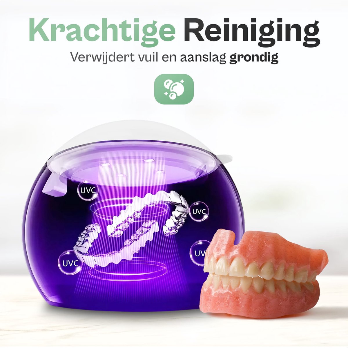 AceWise Ultrasone Reiniger - Kunstgebit Reiniger - Mondbeugel Reiniger - Ultrasonic Cleaner - ultrasonic cleaner - Wit