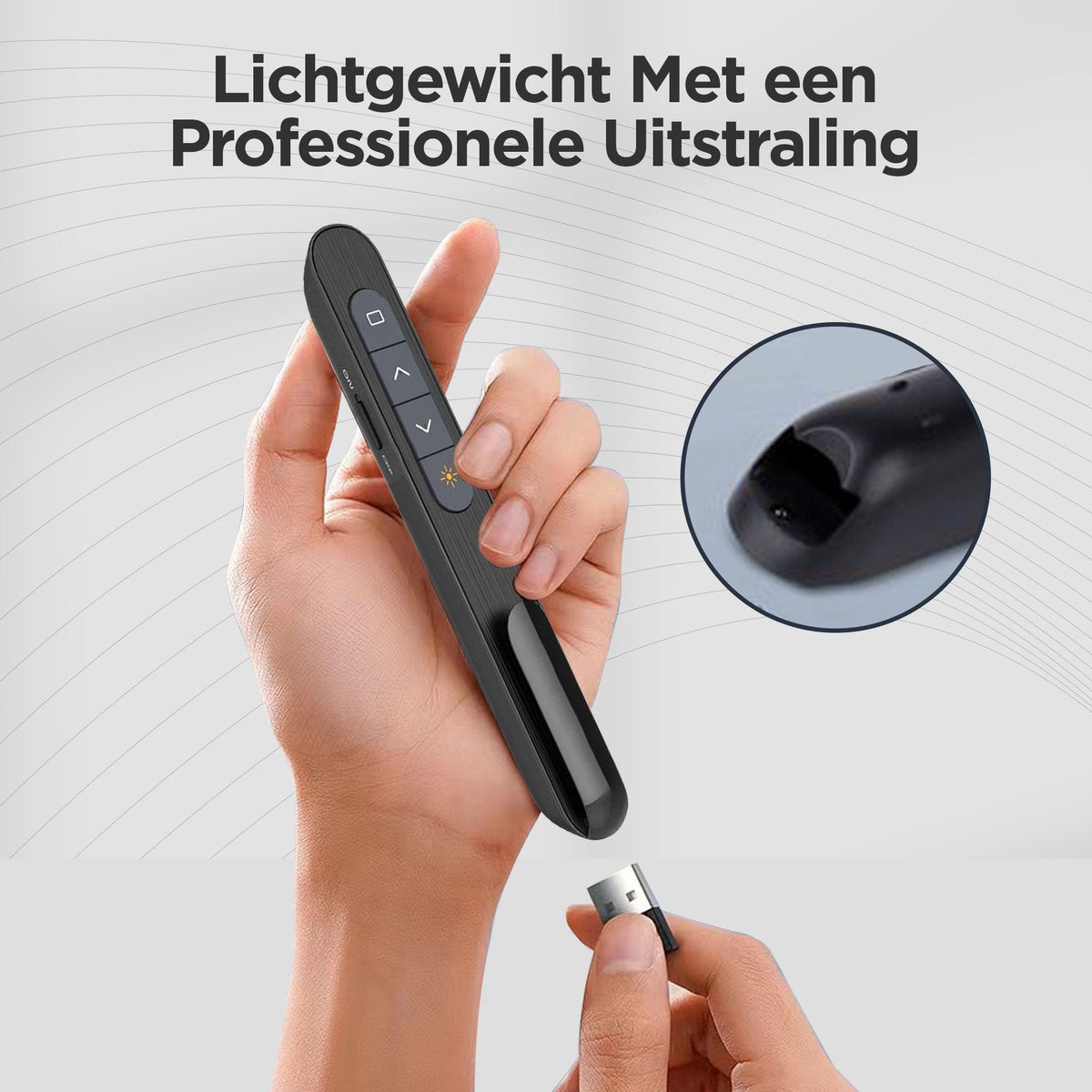 Wireless Presenter - Presentation Clicker - PowerPoint Remote - Draadloze Presenter - Laser Pointer - for Presentation - Wireless - USB - Black - Includes USB C Adapter & Storage Pouch