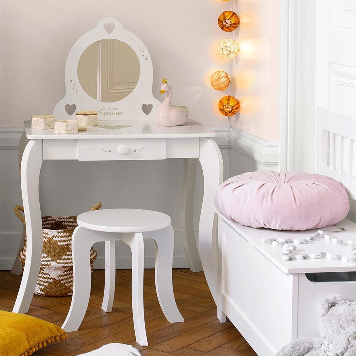 Loic White Bench Toy Chest