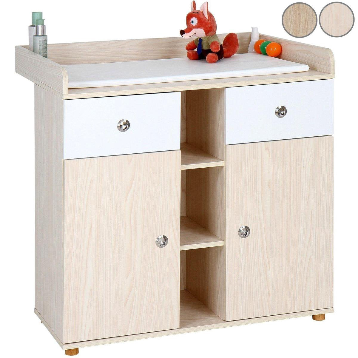 Infantastic - Commode met 2 grote laden en 5 vakken - Ladekast met Opbergruimte - Veelzijdig Omkleedmeubel met Organizer - 90x69x92 cm (LxBxH) - Beukenfineer