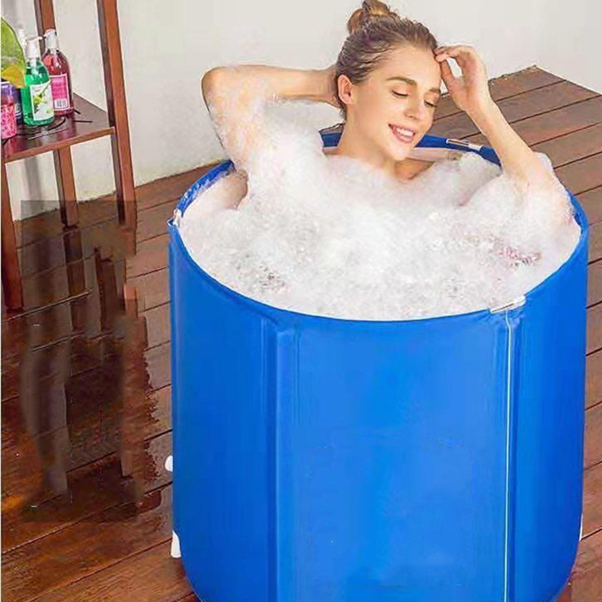 Portable Bathtub - energy-saving and still enjoy a bath - For Adults and Children - 70x70x65 cm - Blue