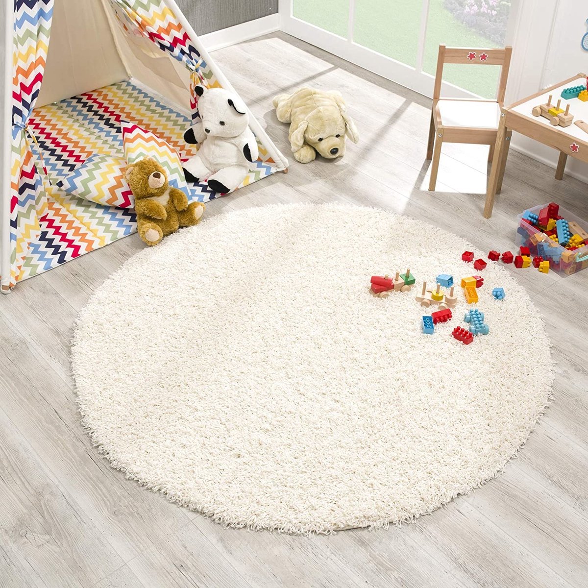 Loca Shaggy Vloerkleed Crème - 150 CM - Hoogpolig Vloerkleed - Tapijt Woonkamer, Slaapkamer