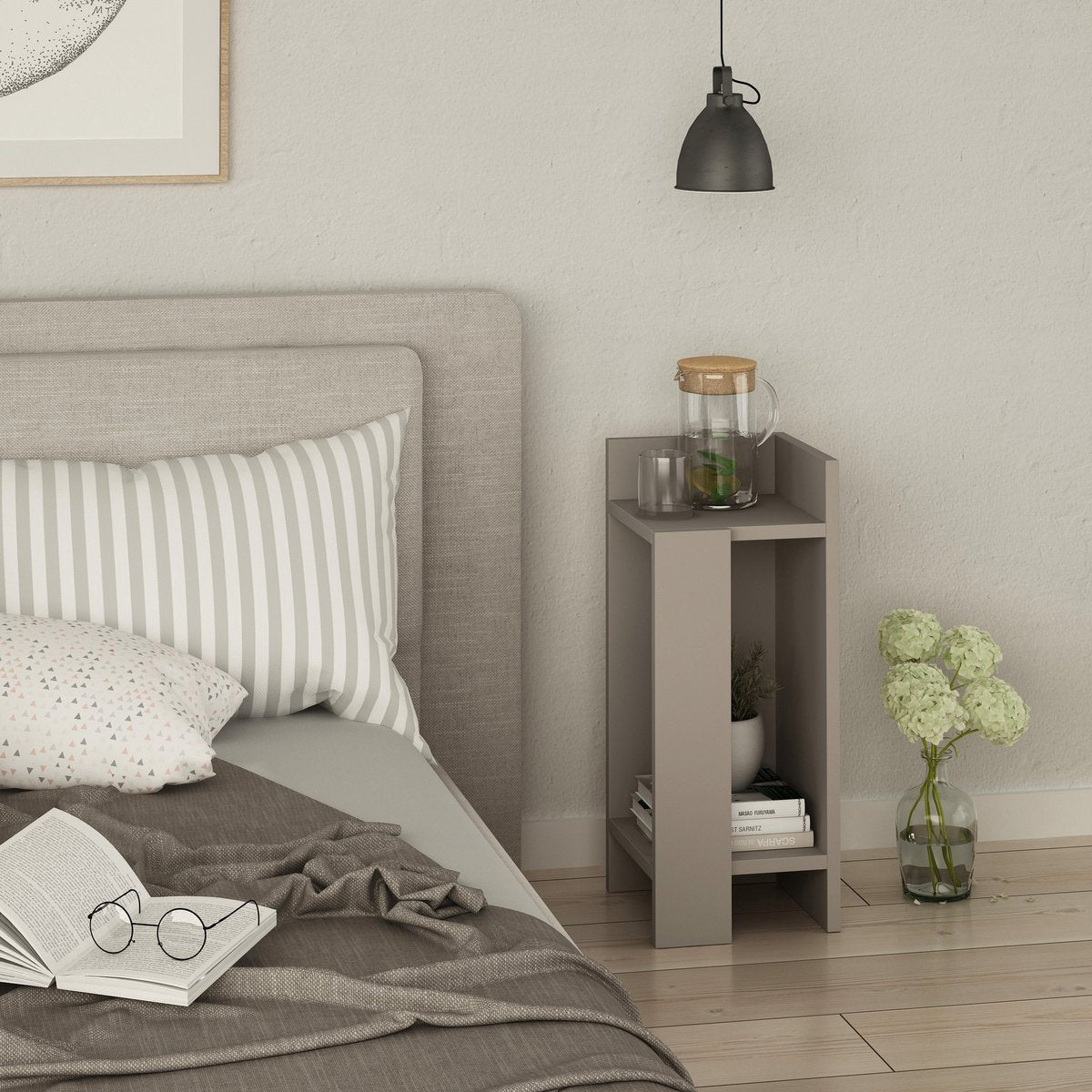 Nachtkastje Rechts - Mokka Stijl - 25x60x27cm - Melamine Afwerking