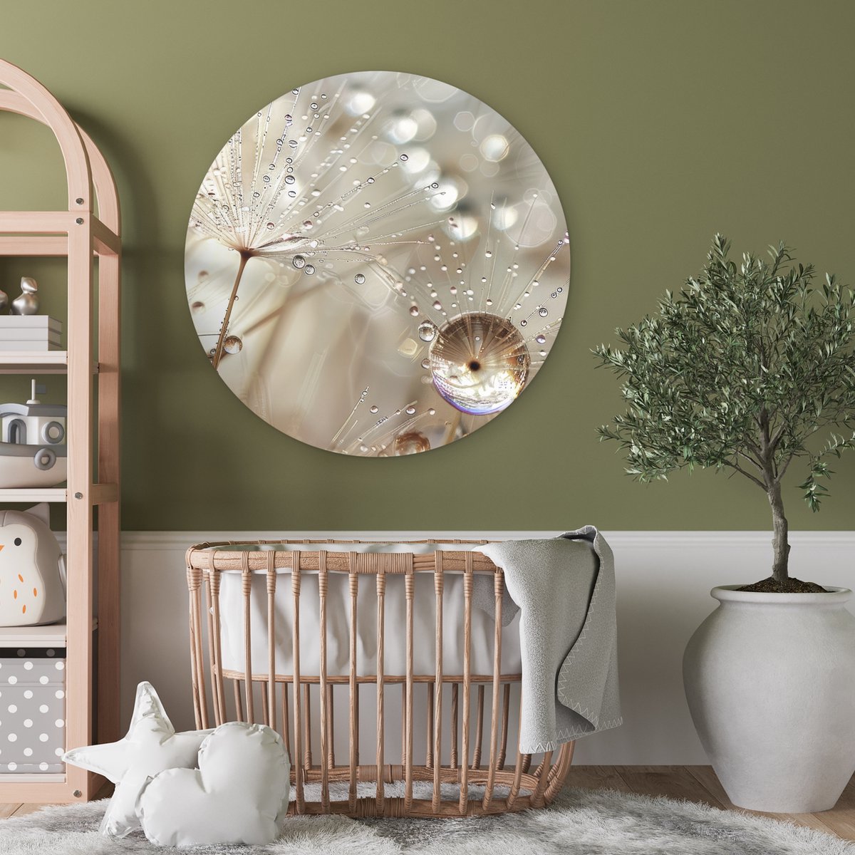 WallCircle® Wandcirkel 90x90 cm - Muurcirkel Natuur - Bloemen - Druppels - Regen - Muurdecoratie woonkamer - Wanddecoratie slaapkamer - Kamer decoratie accessoires - Ronde schilderijen