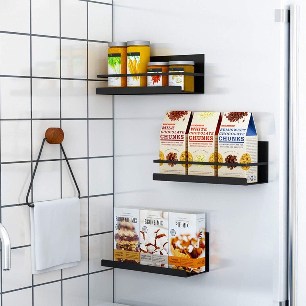 Refrigerator rack hanging rack magnet spice rack with shelf kitchen rack black - 2 pieces Washing machine rack