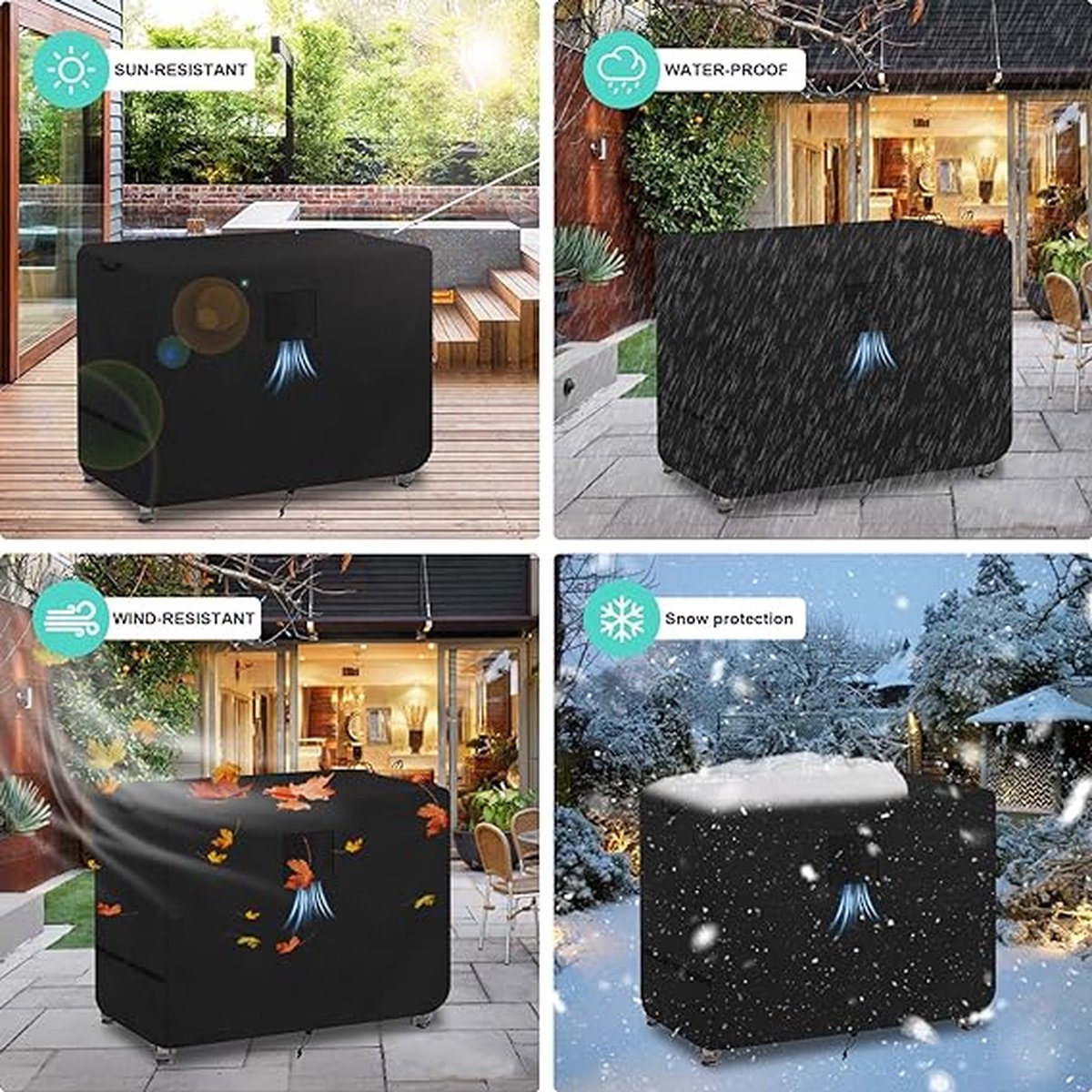 WINKEL YOLO-BBQ hoes-voor BBQ-zijtafel-140 x 61 x 92 cm-zijtafelhoes-waterdicht UV-bestendig-buiten grill-voorbereidingstafelhoes-zwart