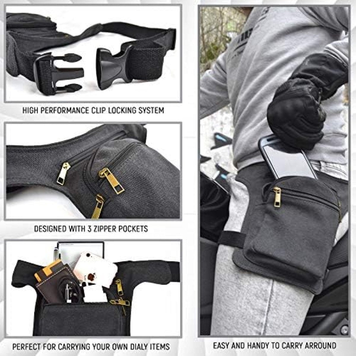 Drop Leg Bag Thigh Bag with Zipper - Motorcycle, Hiking, Travel and Fishing Tackle Tactical Leg Pad Bag