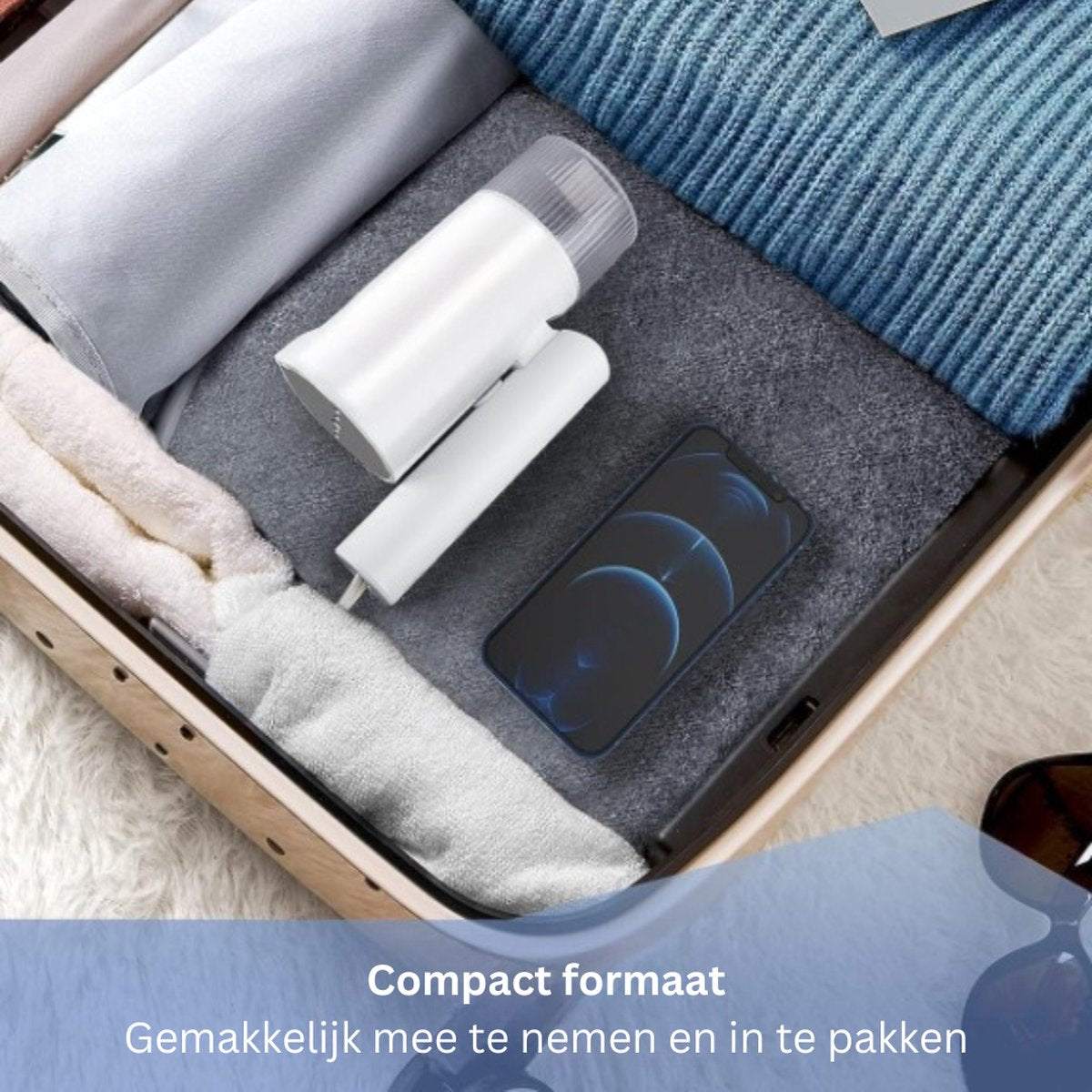 Stomer - Krachtige Handstomer voor Snelle en Gemakkelijke Kledingverzorging - Draagbare Kledingstomer met Groot Waterreservoir - 1000 Watt - 150 ML