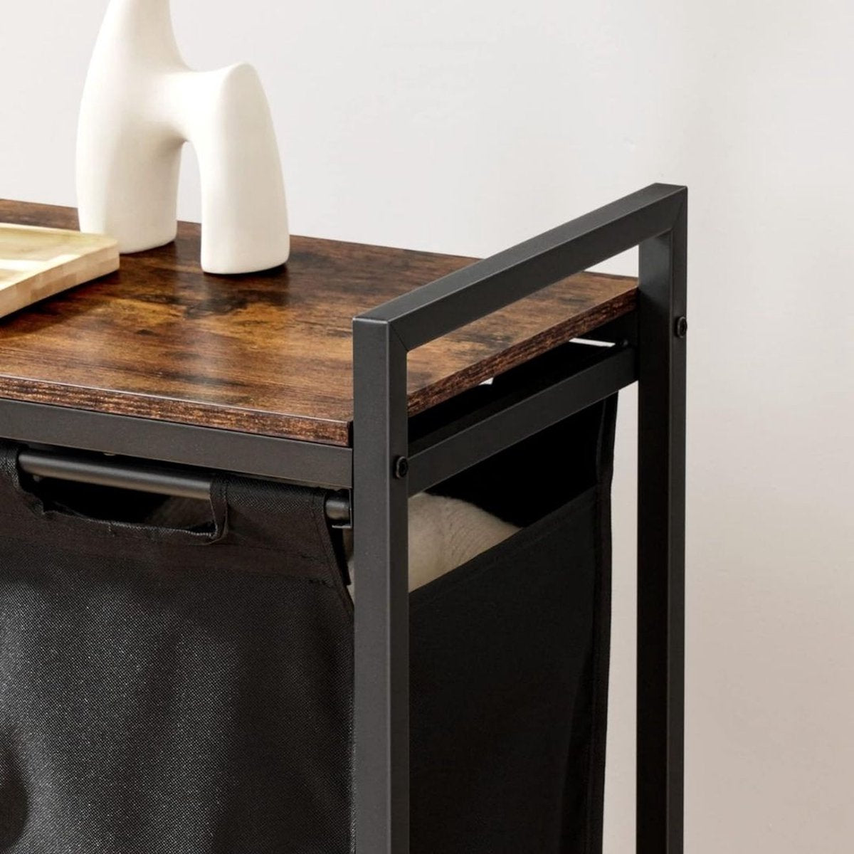 Laundry sorter 4 compartments - Laundry basket 4 compartments 4x 39 Liters - Laundry basket with storage shelf - Laundry sorter - Double laundry basket - Duo Laundry basket - Laundry baskets - Black
