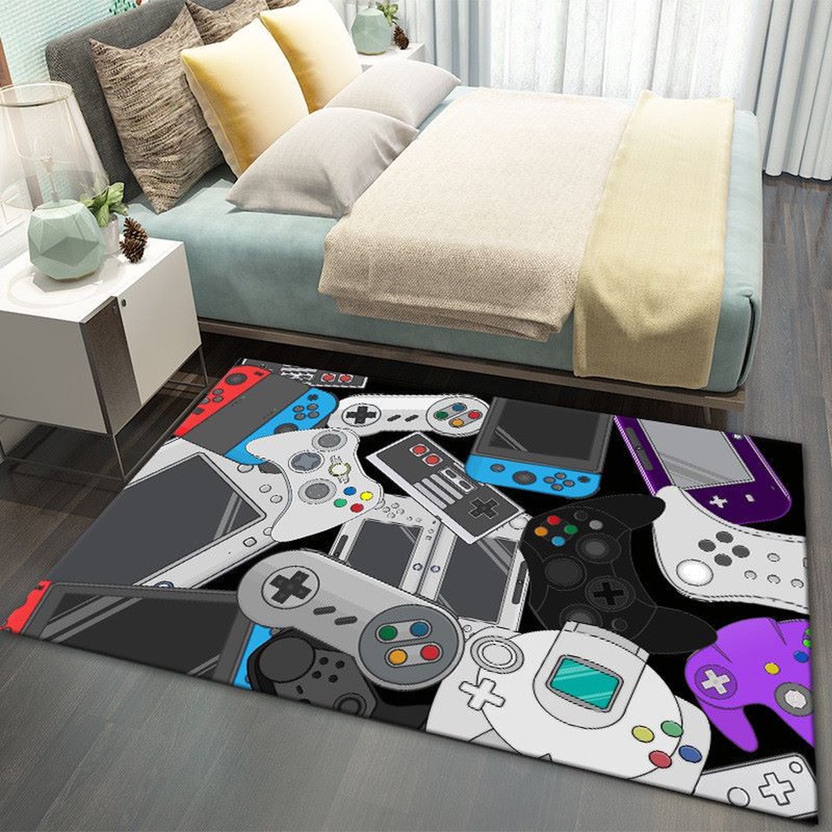 Gaming vloerkleed 100x150cm - Gameconsole design - Ideaal voor de gamekamer, kinderkamer & woonkamer