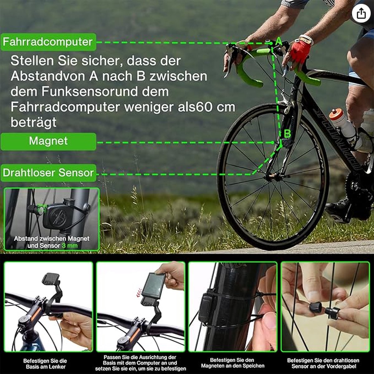Fiets Kilometerteller - Fietscomputer - Snelheidsmeter - Draadloos - Waterdicht - Fietsaccessoires - LCD-scherm - Stopwatch - Eenvoudige Installatie - 31 Functies - Universeel - Zwart