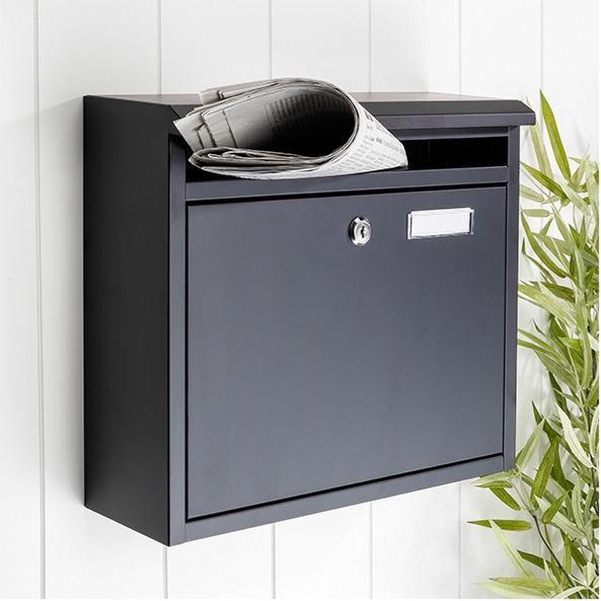 Black mailbox iron with lock - 36 x 12 x 32 cm - Postbox - Home accessories