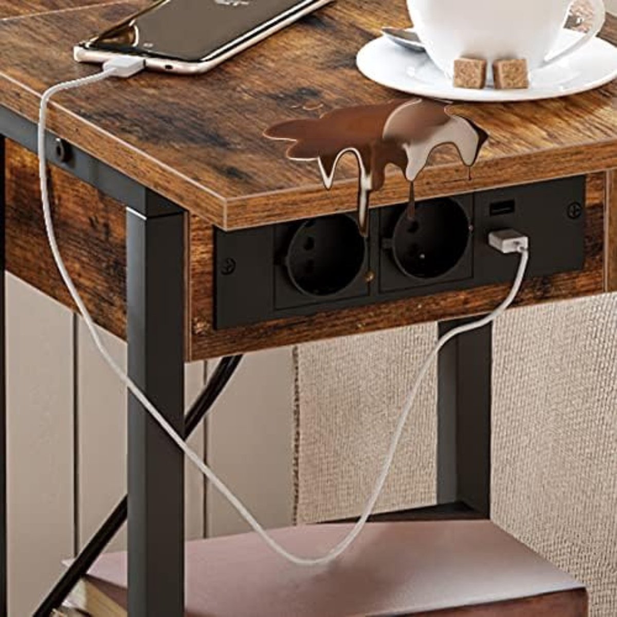 Bedside Table with Wheels - Mobile Bedside Table - Bedside Table on Wheels