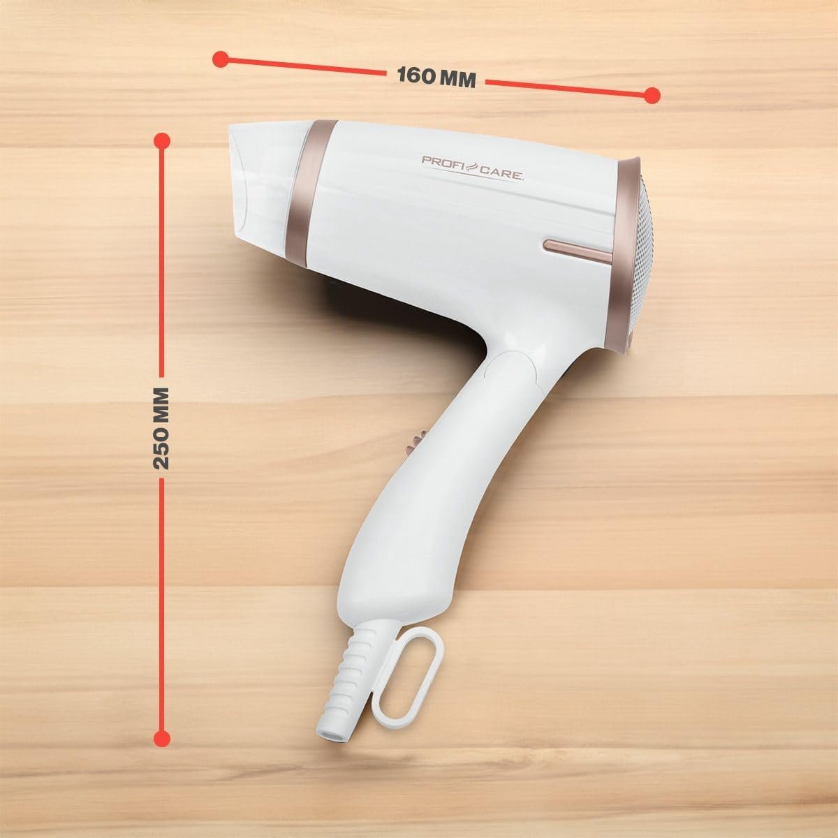 Foldable Hair Dryer PC-HT 3009 - with 2 Speeds & 3 Temperature Settings - Compact Hair Dryer - Overheat Protection - 360° Nozzle