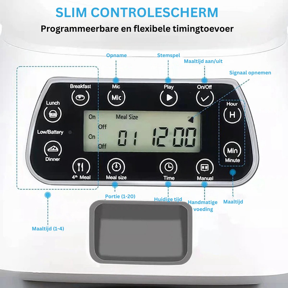 Goodivery - Voerdispenser Kat - Automatisch Kattenbak - Elektrische Kattenbak - Voederbak Kat Automatisch - Geen Wifi - 3.5L - Wit