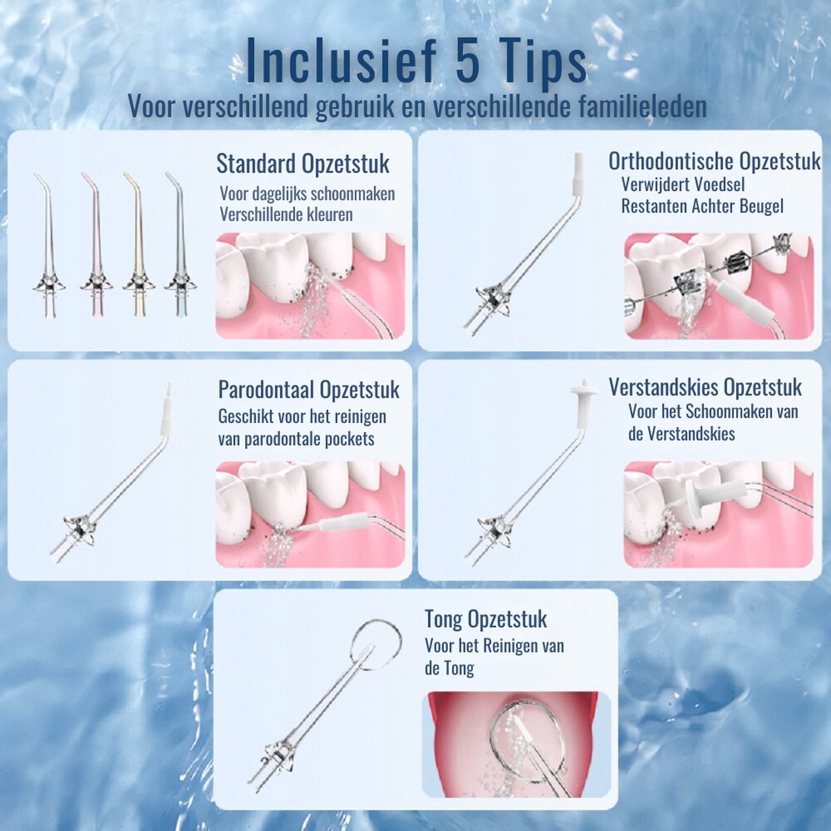 YHS WaterFlosser - Draadloos - 5 Opzetstukken - Monddouche - Elektrisch Flosapparaat - Water Pik - Elektrische Tandenstoker - Duurzaam - Hoge Druk Flossen - Zwart