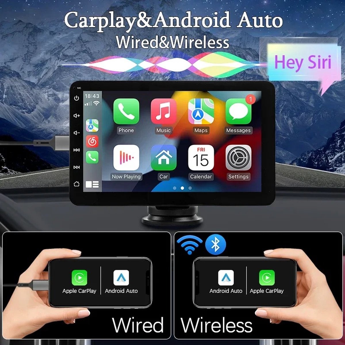 Carplay - Navigatiesysteem Auto - Autoradio - Achteruitkijk Camera - Apple - Carplay - Android - 7 inch - Touchscreen