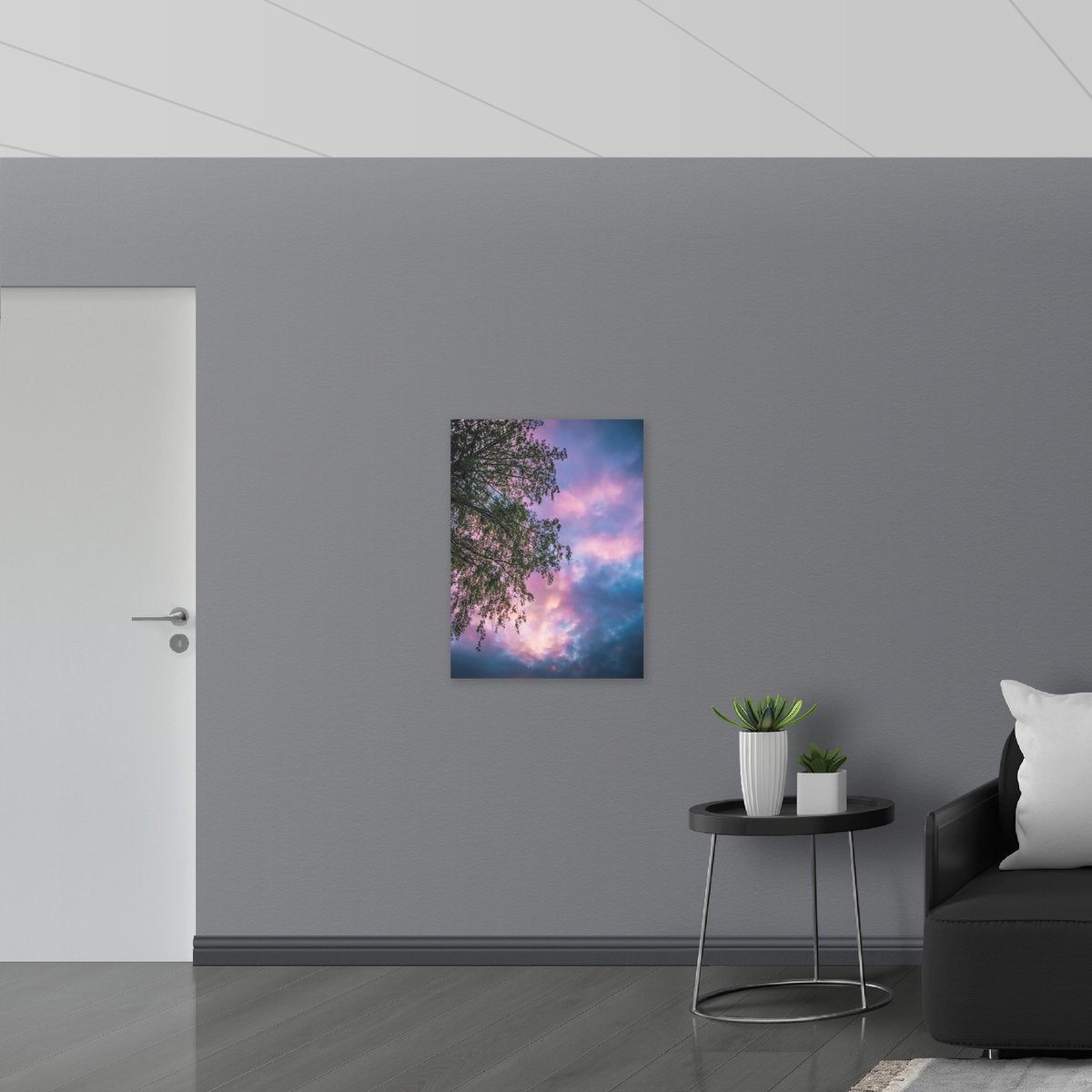 Acrylglas - Boom met Paars Blauwe Lucht - 60x80 cm Foto op Acrylglas (Wanddecoratie op Acrylaat)