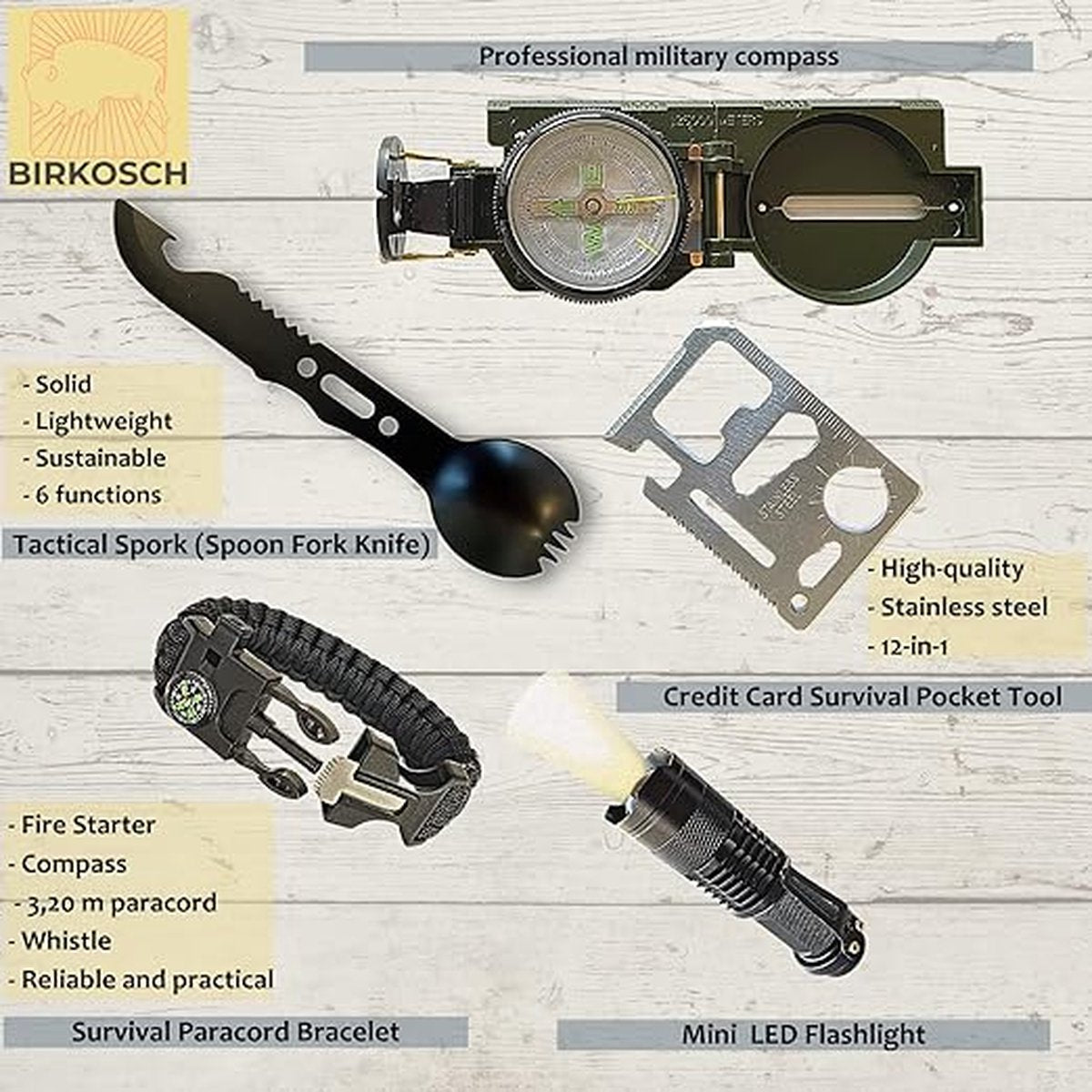 Overlevingsset - EHBO-set - Militaire Gereedschappen - Multifunctionele Kampeerset - Survivalset - Eerste Hulp