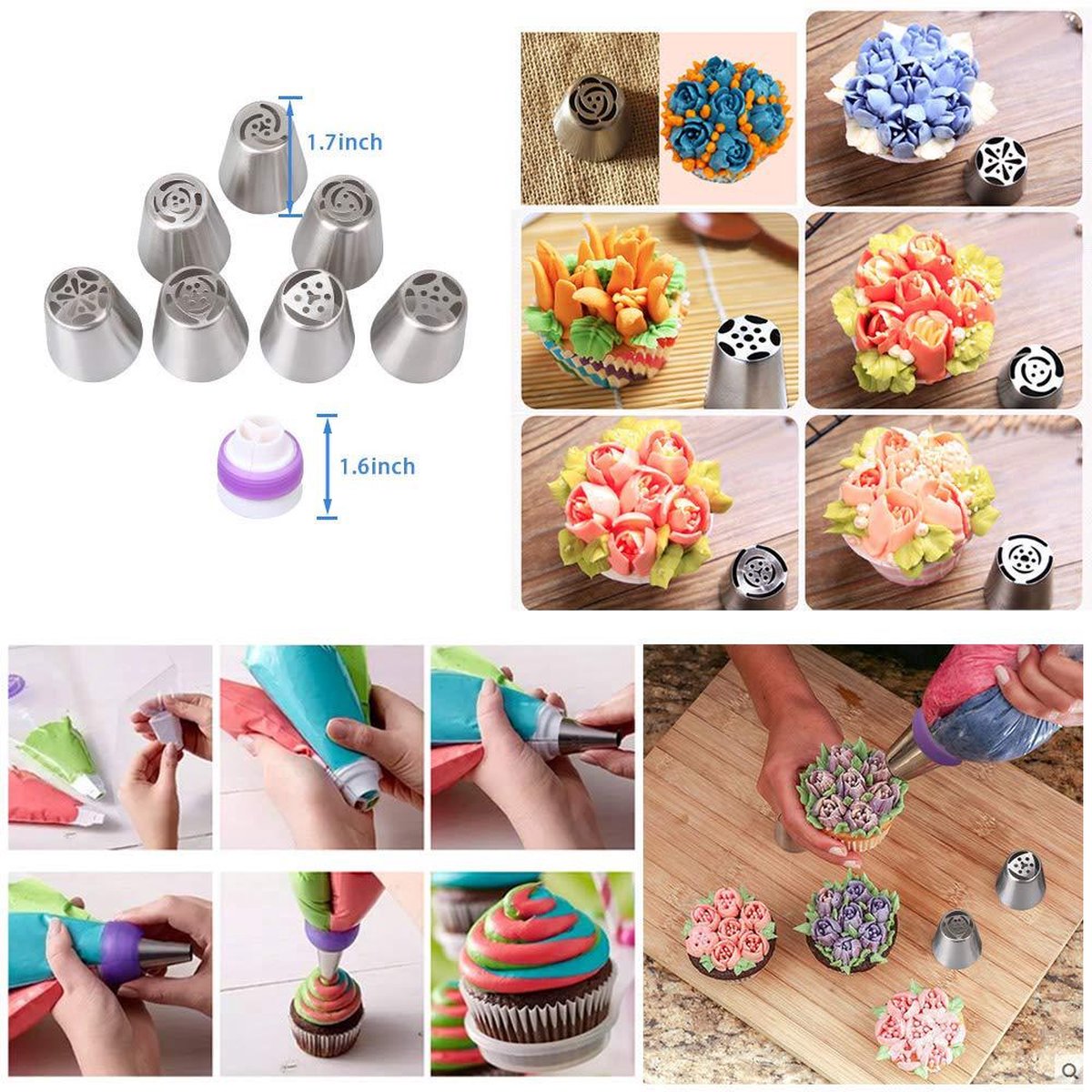 Cake Decorating Baking Set - 236 Pieces - Piping Bag with Nozzles - Cake Stand - Cake Pan - Cake Topper