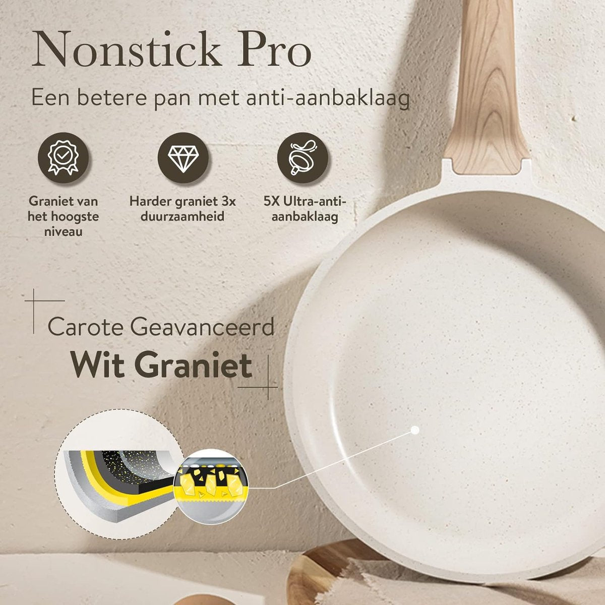 CAROTE Pannenset 14-delig, Bestaande uit een pan van 24/28 cm, 18/20/24 cm Kookpan met deksel en keukengerei, Niet giftig, Compatibel met alle fornuizen