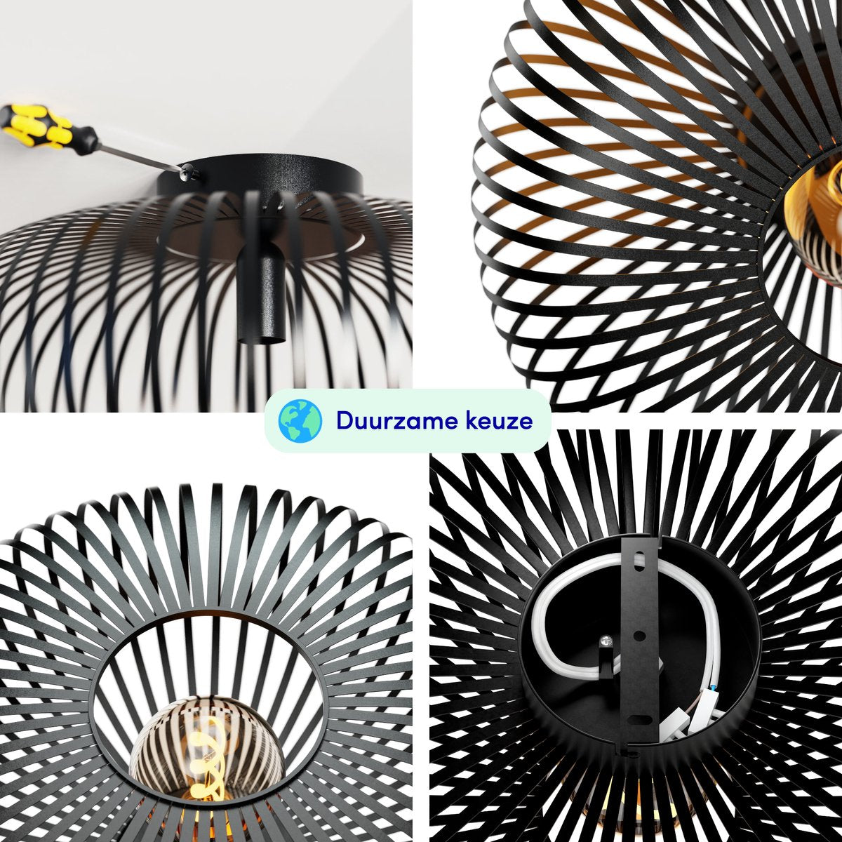 Nolt Plafondlamp Zwart - Plafonnière E27 Lamp - Industrieel - ⌀ 40cm